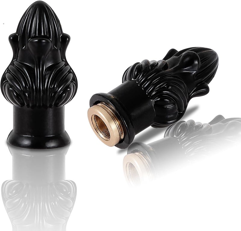 Briglusear 2 Pack Black Lamp Finial Cap Knob Retro Decoration with Dual-Thread Screw for Lamp Shade,Fit Both 3/8" and 1/4-27 - Image 1